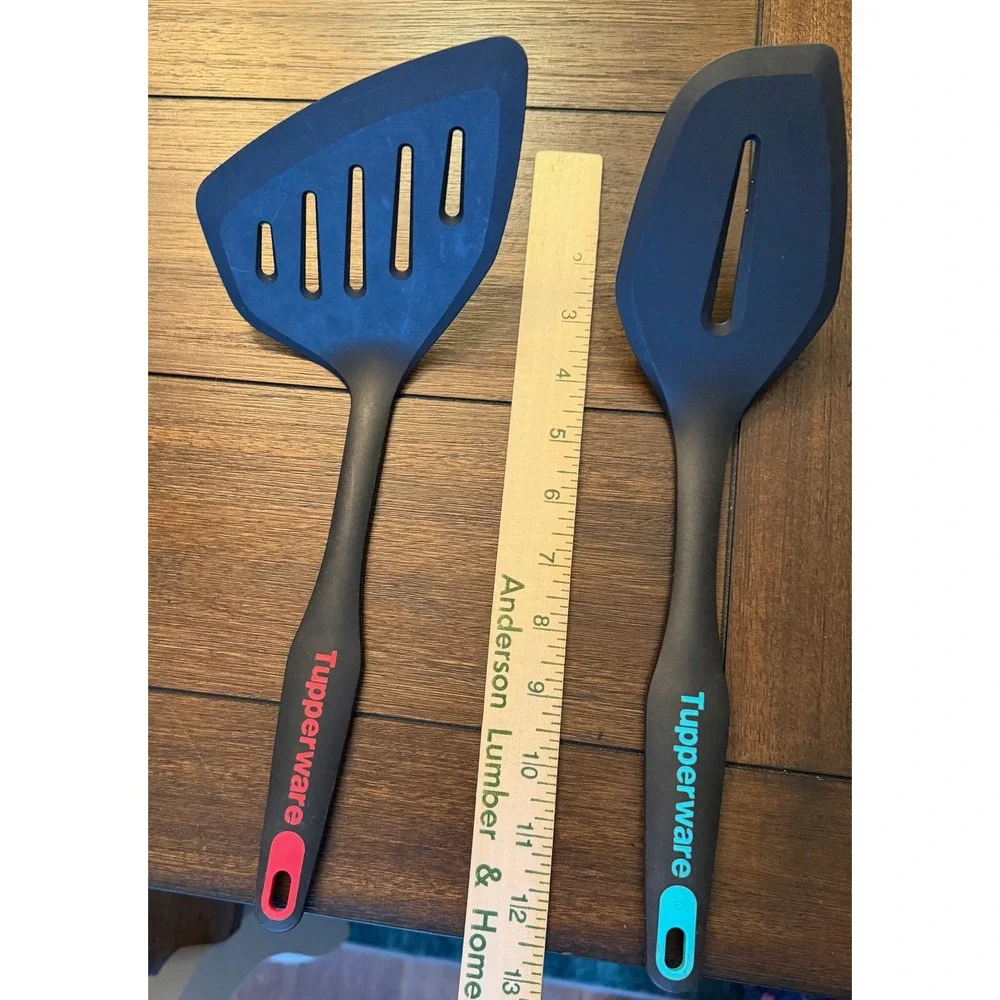 Tupperware Chef Series Spatula Turner Set Black Red Teal Slotted Kitchen Tools